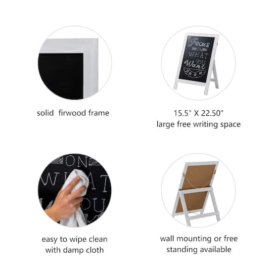Glitzhome® 30" White Wood Chalkboard